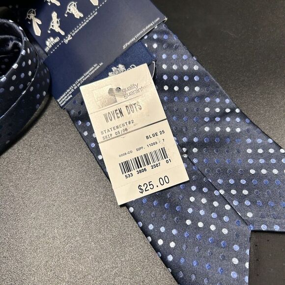 New Stafford Tie Men's 59" 4" Wide Blue Print 100% Silk Tags - Picture 5 of 5